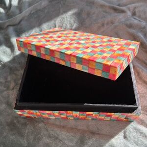 Multicolored Trinket Box Boho Decorative checked squared cubes made in India